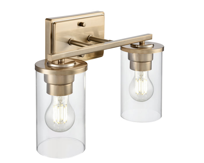 14-inch Verlana Modern Gold 2-Light Clear Glass Bathroom Vanity Light