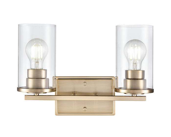 14-inch Verlana Modern Gold 2-Light Clear Glass Bathroom Vanity Light