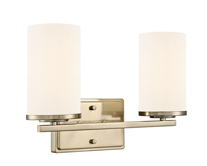 14-inch Verlana Modern Gold 2-Light Etched White Glass Bathroom Vanity Light
