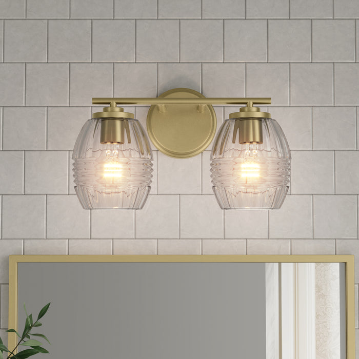 14'' Miravelle Vintage Brass 2 Light Bath Vanity