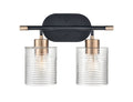 14'' Renitta Matte Black/Modern Gold 2 Light Bath Vanity
