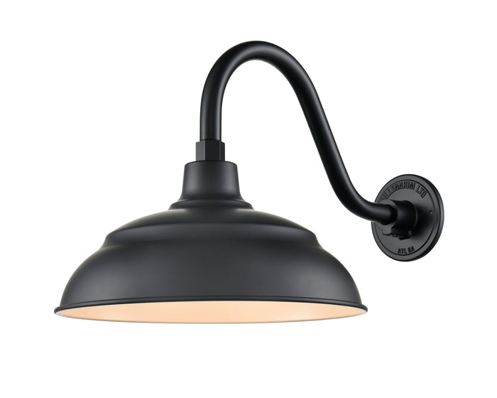 14'' Satin Black Aluminum R Series Aluminum Warehouse Shade