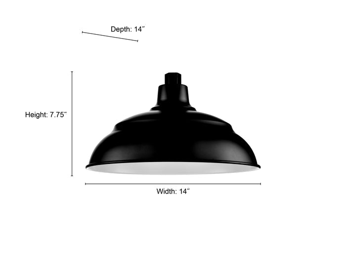 14'' Satin Black Aluminum R Series Aluminum Warehouse Shade