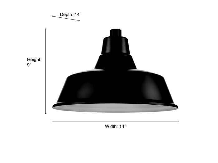14'' Satin Black Aluminum R Series Classic Warehouse Shade