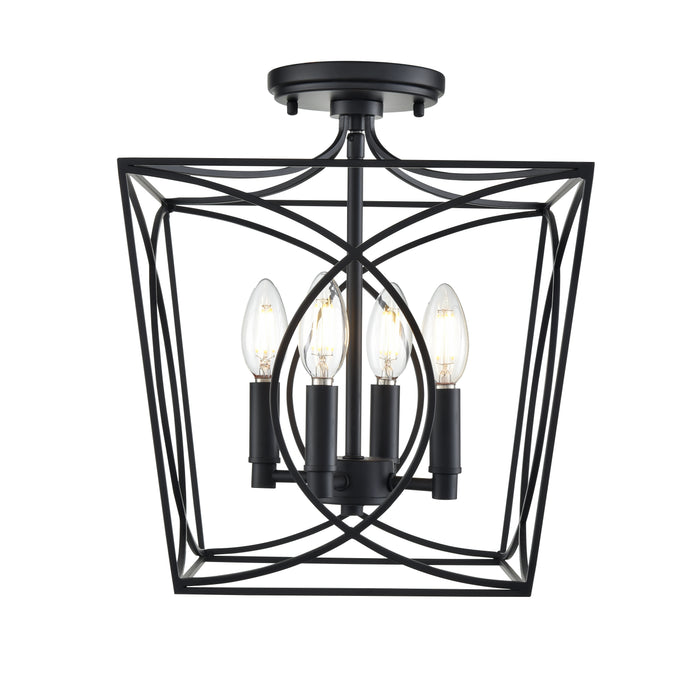 14'' Tracy Matte Black 4 Light Semi-Flush Mount