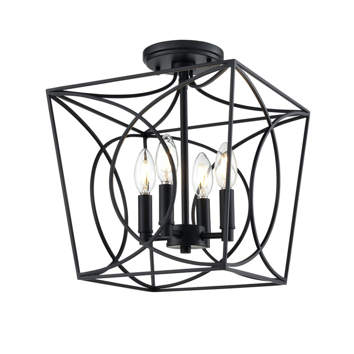 14'' Tracy Matte Black 4 Light Semi-Flush Mount