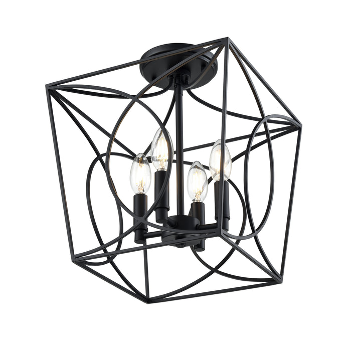 14'' Tracy Matte Black 4 Light Semi-Flush Mount