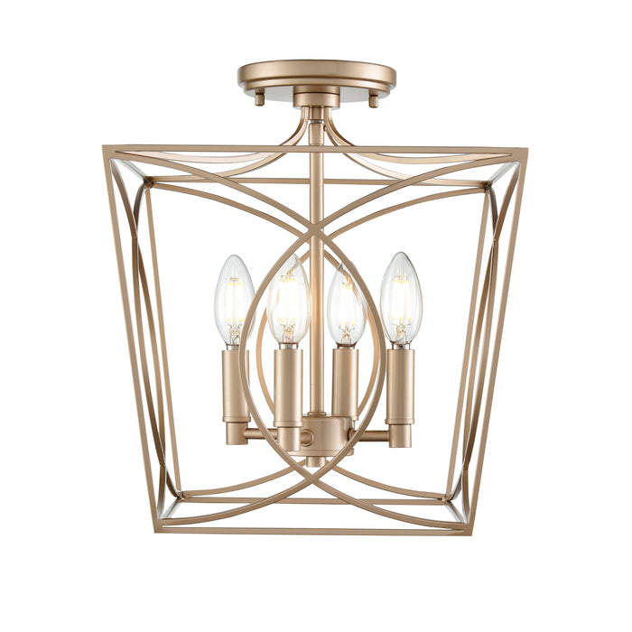 14'' Tracy Painted Modern Gold 4 Light Semi-Flush Mount