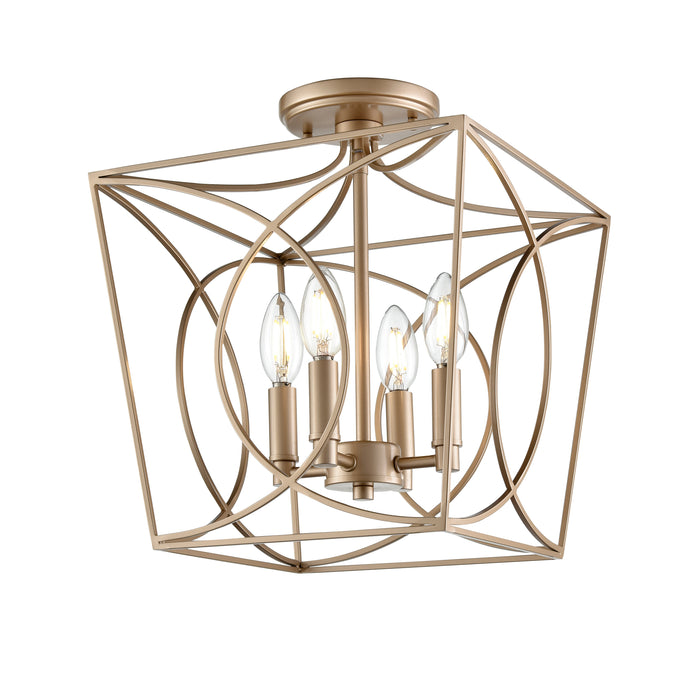 14'' Tracy Painted Modern Gold 4 Light Semi-Flush Mount