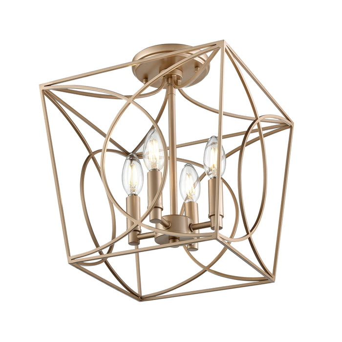 14'' Tracy Painted Modern Gold 4 Light Semi-Flush Mount