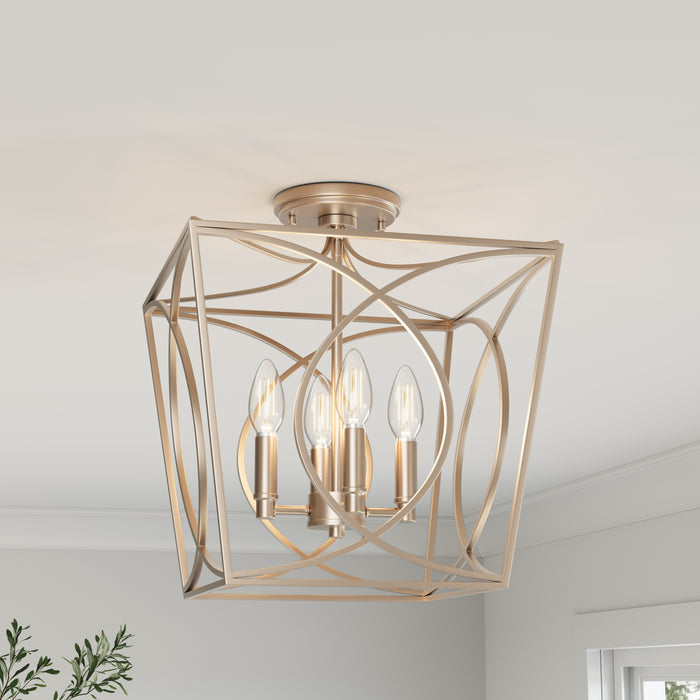 14'' Tracy Painted Modern Gold 4 Light Semi-Flush Mount