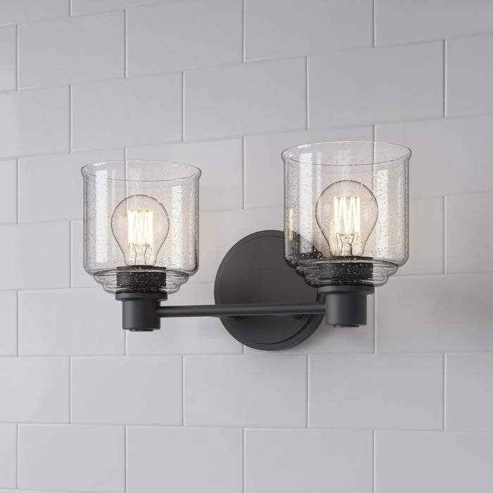 14'' Vessair Matte Black 2 Light Bath Vanity