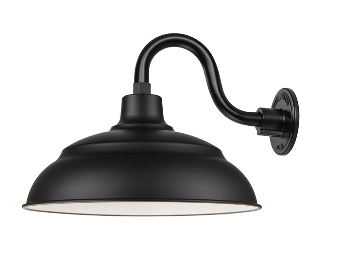 14 x 12-inch R Series Satin Black Tapered Warehouse Shade