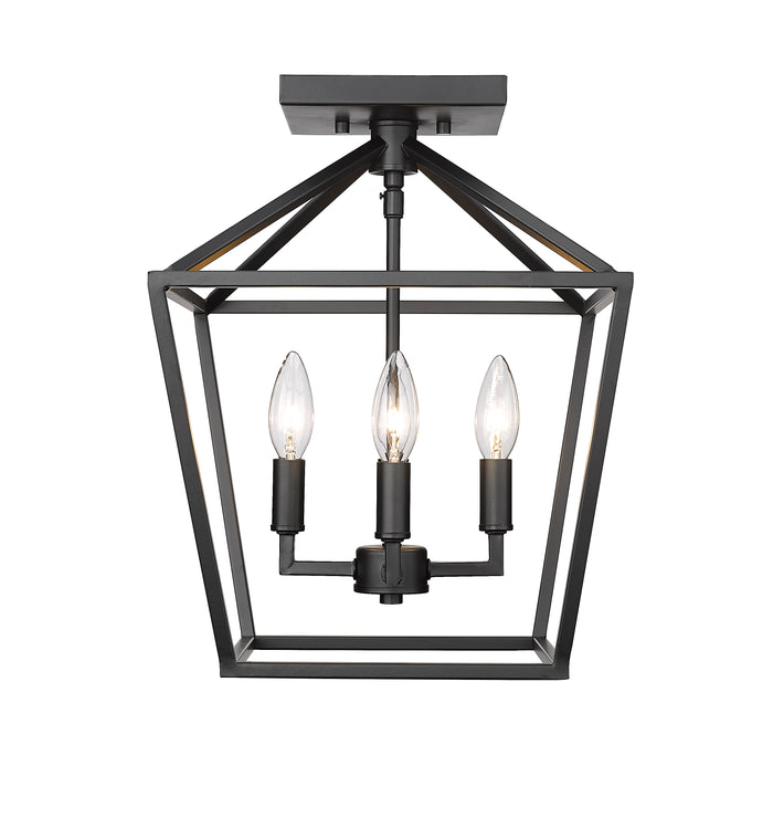 14.25'' Corona Matte Black 4 Light Semi-Flush Mount