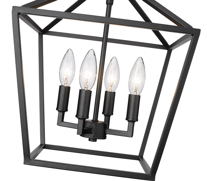 14.25'' Corona Matte Black 4 Light Semi-Flush Mount