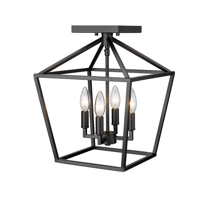 14.25'' Corona Matte Black 4 Light Semi-Flush Mount