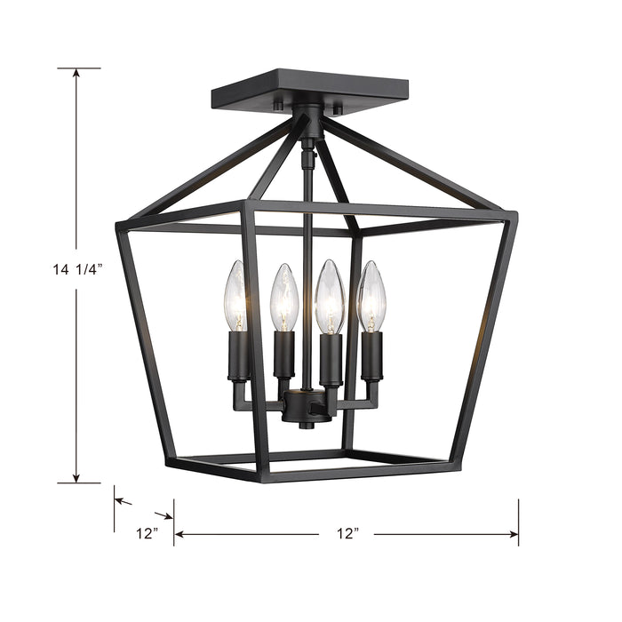 14.25'' Corona Matte Black 4 Light Semi-Flush Mount