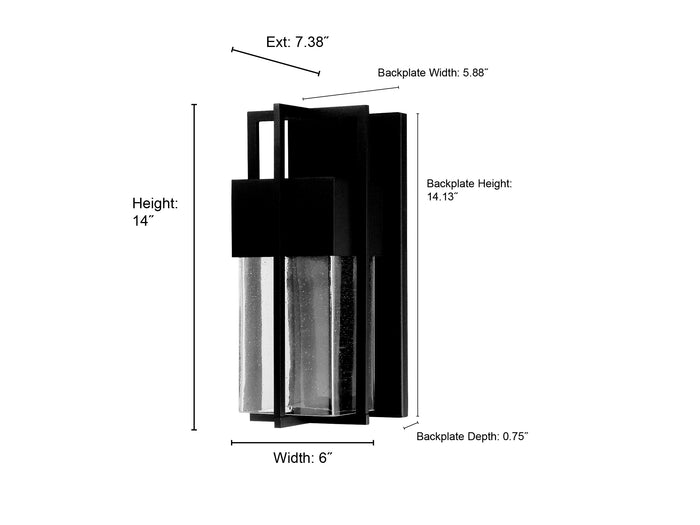 14.25-inch Kingler Powder Coated Black Outdoor Wall Sconce