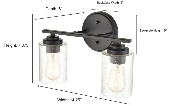 14.25'' Moven Matte Black 2 Light Bath Vanity