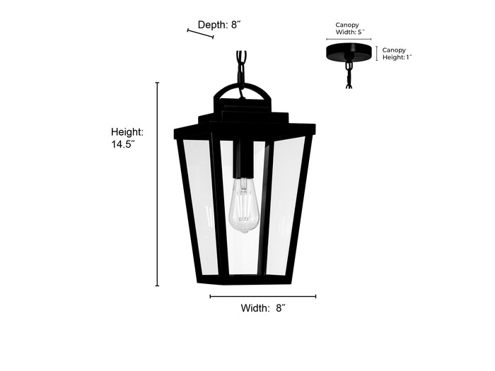14.5'' Brenwick Powder Coated Black 1 Light Hanging Pendant
