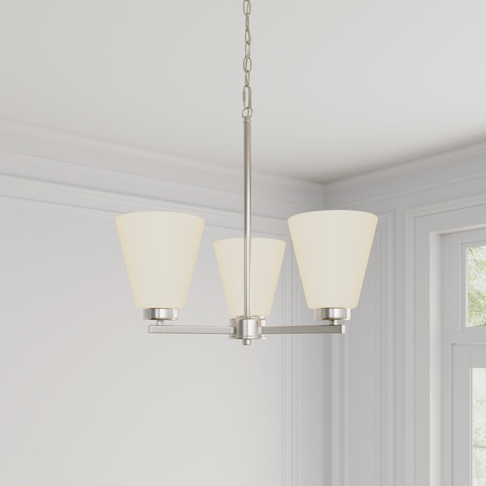 14.75'' Strayhan Brushed Nickel 3 Light Chandelier