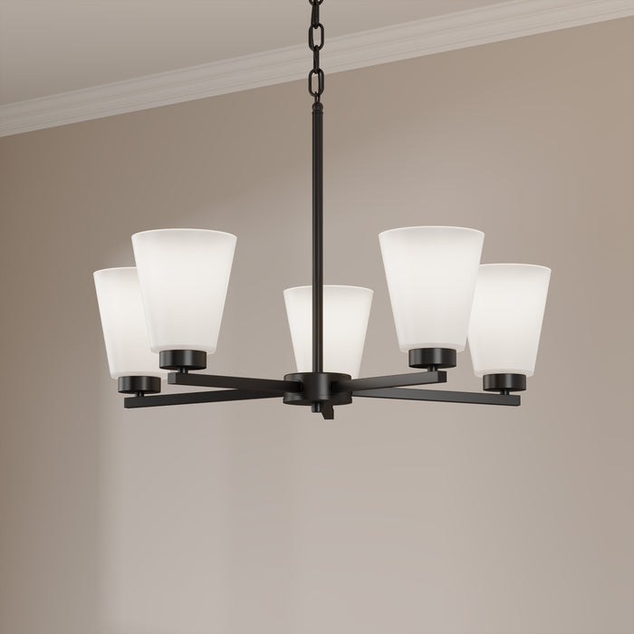 14.75'' Strayhan Matte Black 5 Light Chandelier
