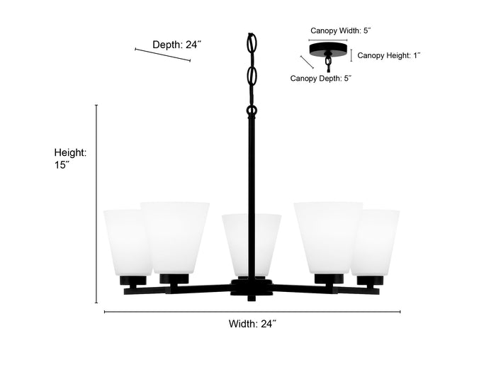 14.75'' Strayhan Modern Gold 5 Light Chandelier
