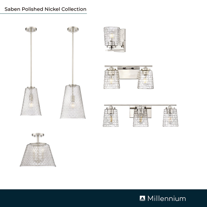 15'' Saben Polished Nickel 2 Light Bath Vanity