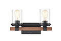 15'' Taos Matte Black/Wood Grain 2 Light Bath Vanity