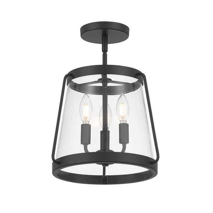 15.25'' Adabella Matte BlackClear 3 Light Semi-Flush Mount