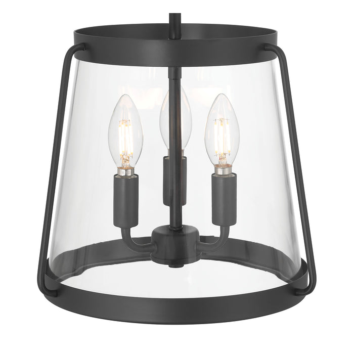 15.25'' Adabella Matte BlackClear 3 Light Semi-Flush Mount