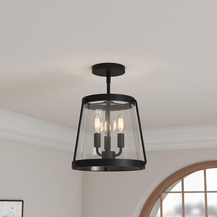 15.25'' Adabella Matte BlackClear 3 Light Semi-Flush Mount