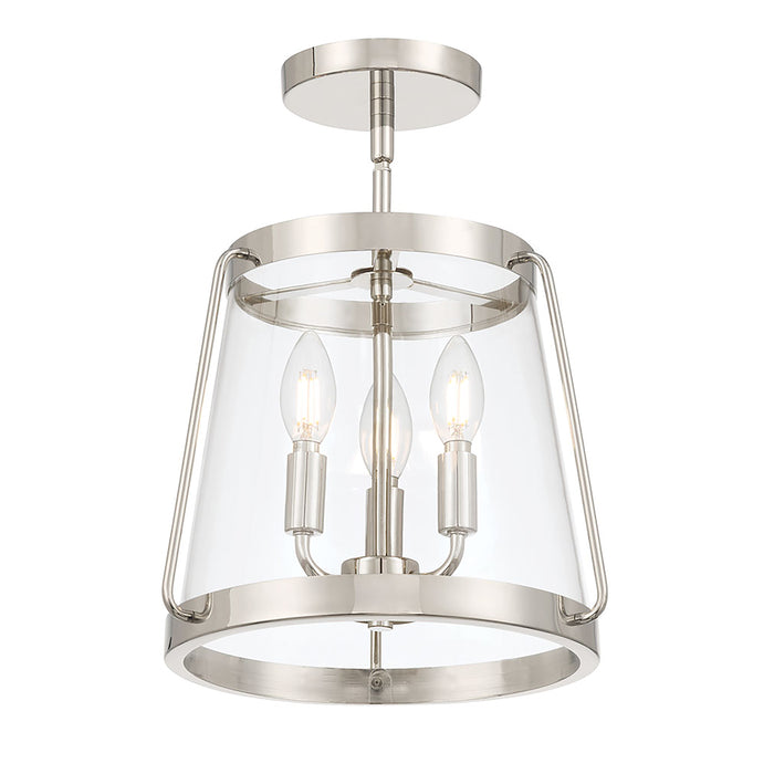 15.25'' Adabella Polished NickelClear 3 Light Semi-Flush Mount