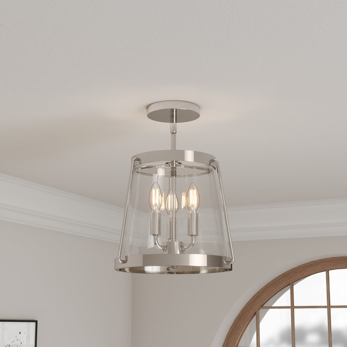 15.25'' Adabella Polished NickelClear 3 Light Semi-Flush Mount