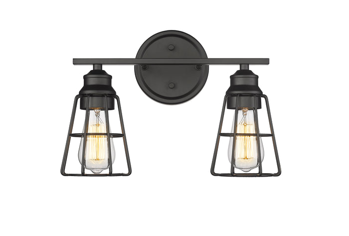 15.25-inch Matte Black 2-Light Bathroom Vanity Light