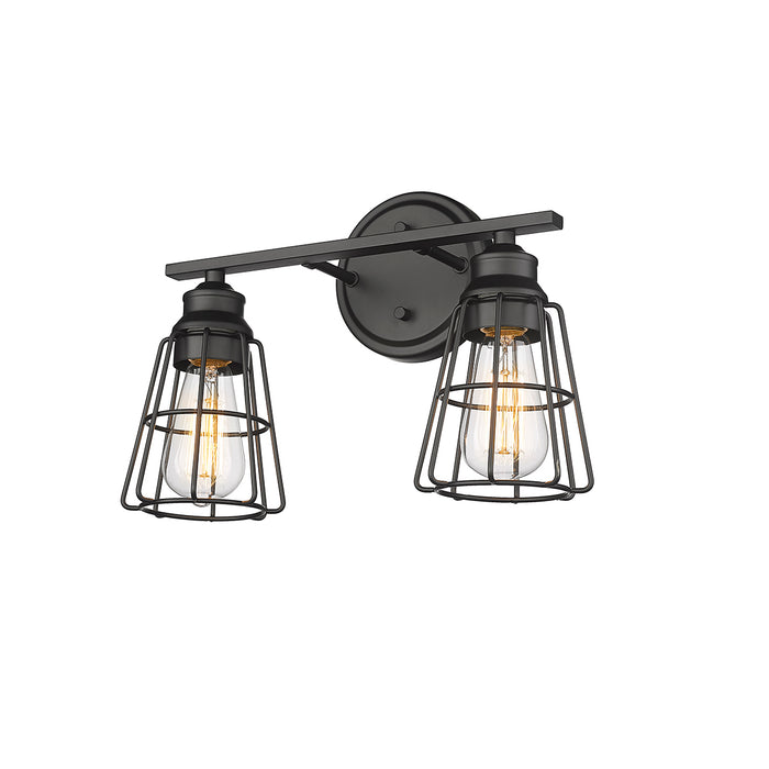 15.25-inch Matte Black 2-Light Bathroom Vanity Light