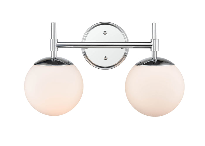 15.5-inch Chrome 2-Light Opal Glass Bathroom Vanity Light