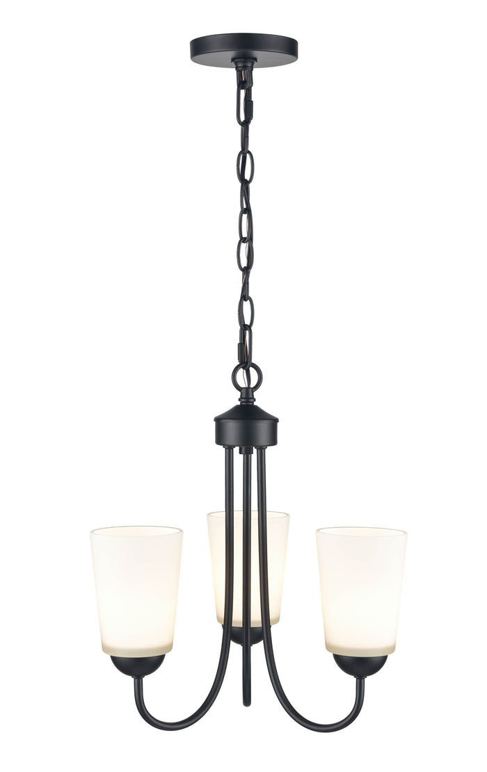 15.5'' Ivey Lake Matte Black 3 Light Chandelier