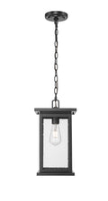 15.63-inch Bowton Powder Coated Black 1-Light Clear Seeded Glass Outdoor Hanging Lantern