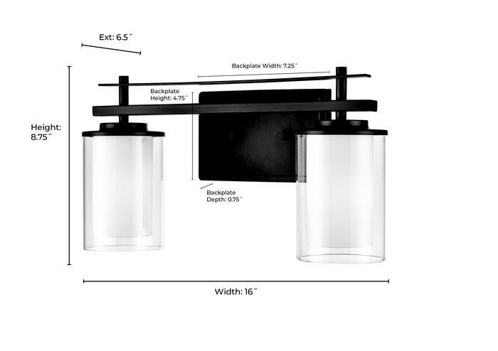 16'' Huderson Brushed Nickel 2 Light Bath Vanity