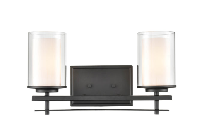 16'' Huderson Matte Black 2 Light Bath Vanity