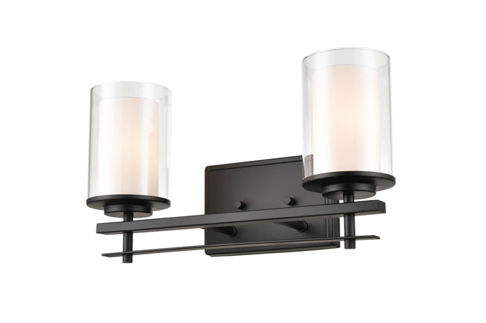 16'' Huderson Matte Black 2 Light Bath Vanity