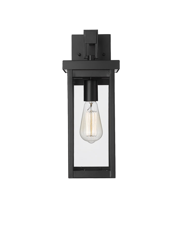 16-inch Barkeley Powder Coated Black 1-Light Outdoor Wall Sconce with Clear Glass