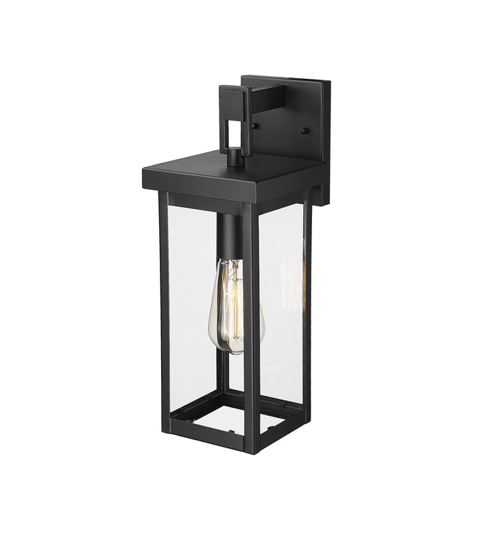 16-inch Barkeley Powder Coated Black 1-Light Outdoor Wall Sconce with Clear Glass