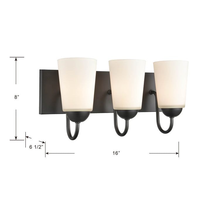 16'' Ivey Lake Matte Black 3 Light Bath Vanity