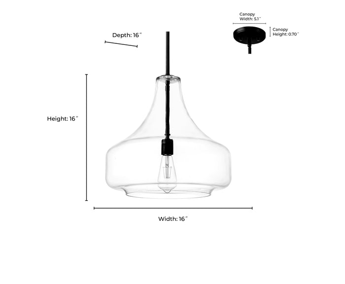 16'' Madelynn Matte Black 1 Light Pendant