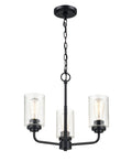 16'' Moven Matte Black 3 Light Chandelier