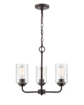 16'' Moven Rubbed Bronze 3 Light Chandelier