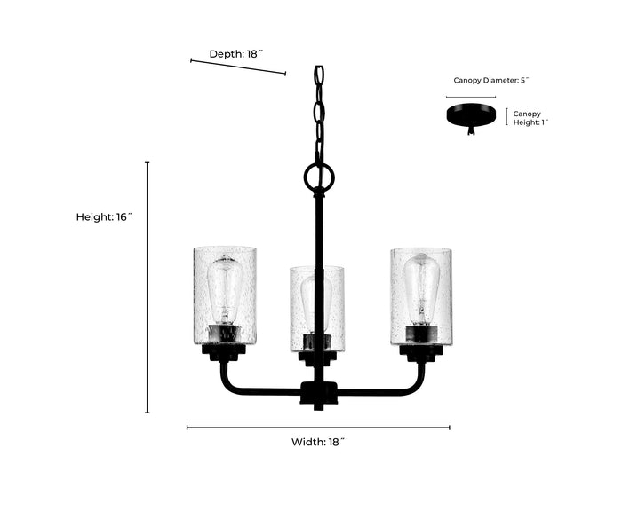 16'' Moven Satin Nickel 3 Light Chandelier