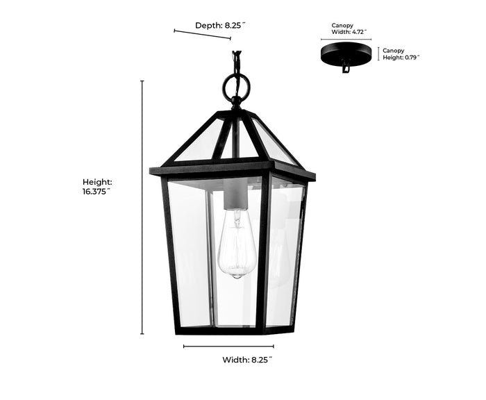 16.38'' Eston Textured Black 1 Light Hanging Lantern